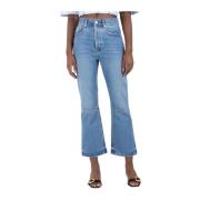 Højtaljede Flarede Cropped Jeans