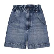 Blå Denim Shorts Høj Talje Faded