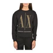 Sort sweater med ICON-logo strass