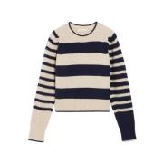 Moderne stribet sweater med puffærmer