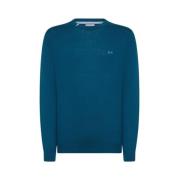 Uld Bomuld Sweater Crewneck Broderet Logo