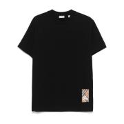 Sort Jersey Tekstur Check Logo T-shirt