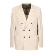 Elegant Beige Dobbeltbrystet Blazer