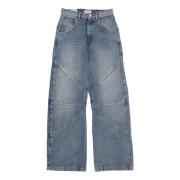 Højtaljet bred ben denim jeans