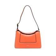 Fersken Orange Læder Clutch Taske