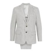 Stribet Cashmere Uld Blazer og Bukser