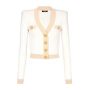 Guld Kantet Knappe Cardigan Beige