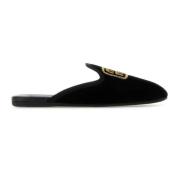 Sorte Slip-On Broderede Muldyr