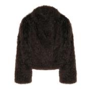 Shearling jakke med asymmetrisk silhuet