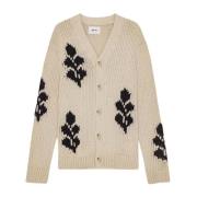 Bladet Intarsia Cardigan Ecru