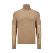 Beige Uld Turtleneck Jumper Ski