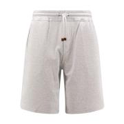 Læder Trim Bomuld Bermuda Shorts