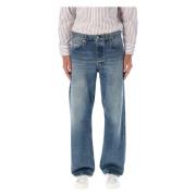 Mid Blue Loose Jeans med Distressed Detaljer