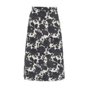 Blomstret Jacquard Midi Nederdel med Strass