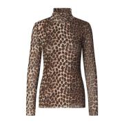 Leopard Print Turtleneck Bluse