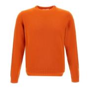 Orange Uld Kashmir Crew Neck Sweater