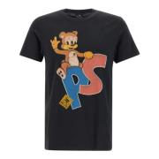 Sort Teddy T-shirt med Logo Print