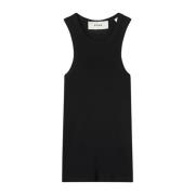 Sort Bomuld Rib Tank Top