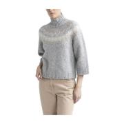 Alpaca og uld jacquard højhalset sweater