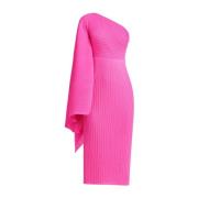 Fuchsia Rib Strik En-Skulder Kjole