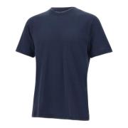 Navy Blue Bomuld T-shirt med Kontrastprofiler