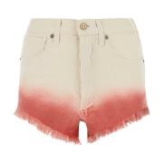 To-farvet denim shorts