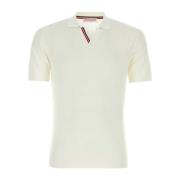 Ivory Bomuld Polo Shirt med Tipping