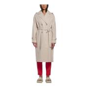 Langt Ivory Bomuld Trench Coat