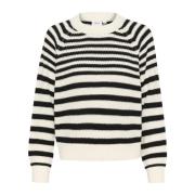 Stribet Pullover Sweater Sort