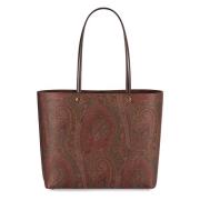 Paisley Jacquard Tote med læderhåndtag