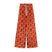 Ikat Print Wide Leg Trousers