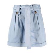 Clear Blue Shorts med Bindesnor i Bomuld