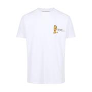 Slim-fit hvid T-shirt i strækjersey med Garfield-print og logo