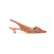 Glitter Slingback med farverige sten