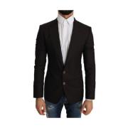 Slim Brun Uld Blazer Jakke