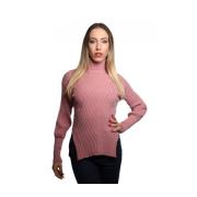 Ribbet højhalset sweater