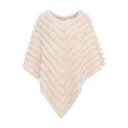 Hvid Faux Fur Poncho Frakke