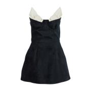 Sort Bustier-Stil Kjole med Plisserede Detaljer