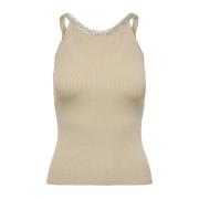 Glitrende Trimmet Ribbet Tank Top