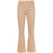 Beige Coated Bomuld Blandet Flared Jeans