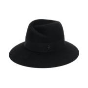 Sort Fedora Hat med Grosgrain Trim