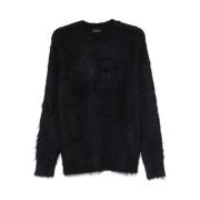 Sort Silke Ribstrikket Sweater