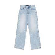 Denim Wide Leg Jeans med Whiskering