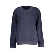 Blåt broderet fleece sweatshirt