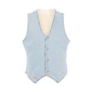 Denim V-Neck Sleeveless Vest