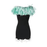 Fringe-Trim Mini Kjole med Blomsterapplikation