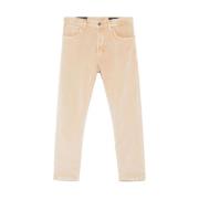 Beige Corduroy Tapered Leg Jeans