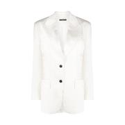 Satin-Finish Blazer med Peak Revers