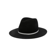 Sort uldfiltet fedora hat