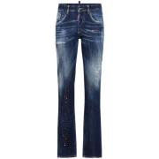 Marineblå Denim Straight Leg Jeans